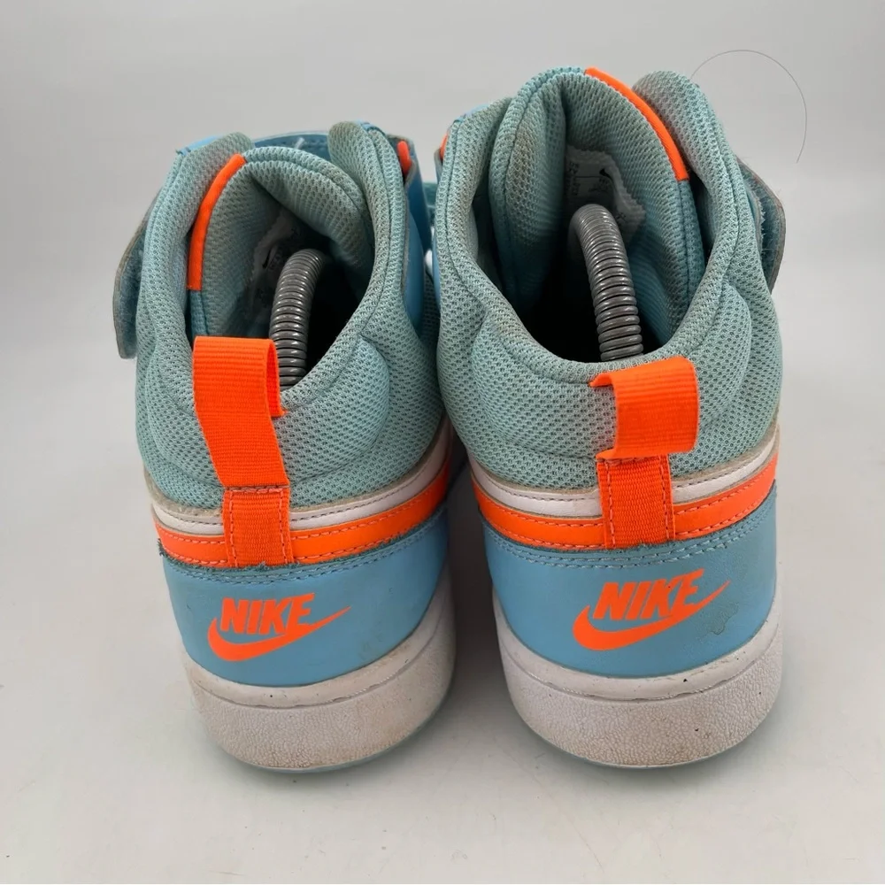 Nike Big Kids Court Borough Mid 2 - SZ 7 Y - Lt Blue White Orange Shoes